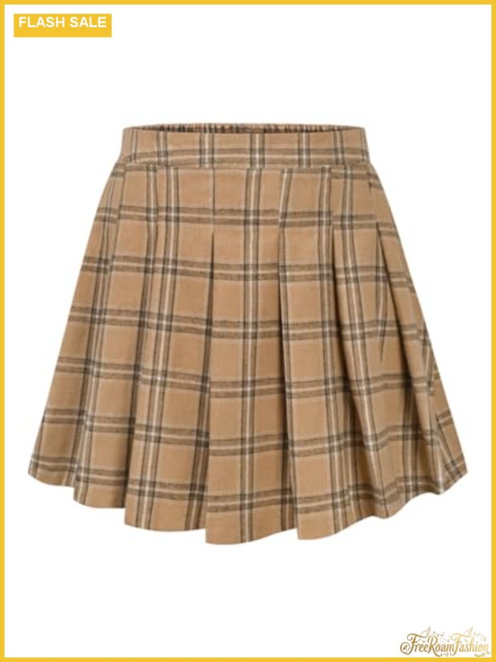 Plus Size Pleated Skater Mini Skirt Elastic Waist A-Line